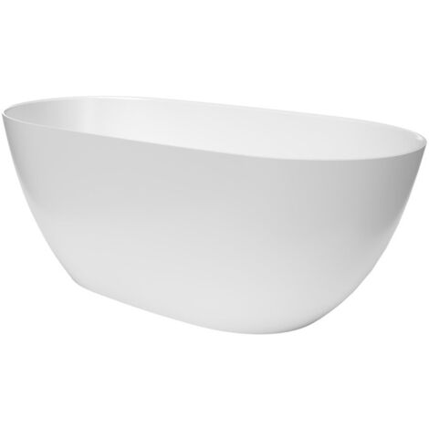 Swiss Aqua Technologies – Baignoire îlot 160x74 cm SATAU1600 – Marbre coulé blanc – Contenance 293L – Excellentes propriétés antibactériennes et isolantes (1/5)