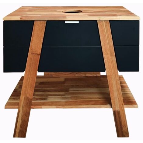 Swiss Aqua Technologies – Meuble de salle de bain sous lavabo 80x73x46 cm – HOMEUMDC – Noir en bois – Rangement moderne et élégant pour salle de bain