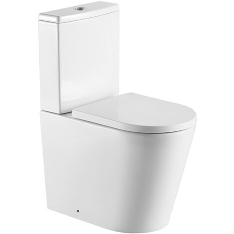 Swiss Aqua Technologies – WC à poser sans bride SATBRE031RREXVPSP – Cuvette rimless avec abattant softclose – Alimentation latérale 3/8' – Dimensions 36,3 x 80,8 x 59,5 cm