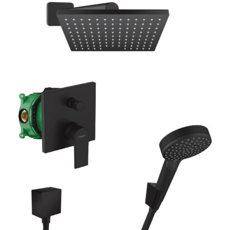 Hansgrohe Vernis Shape Set de douche tout en 1 avec Douche de tête 230 + Douchette à main 2 jets, Noir mat (1/5)