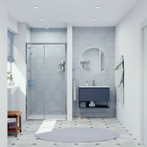 Swiss Aqua Technologies SAT PROJECT Porte de douche 100x185cm coulissante avec profilé chrome brillant (SATPROMUD100CRT) (1/5)