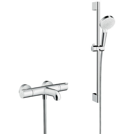 Hansgrohe Pack Ecostat 1001 CL Mitigeur Thermostatique bain/douche + Set de douche Crometta Vario (13201000-CROMETTA)