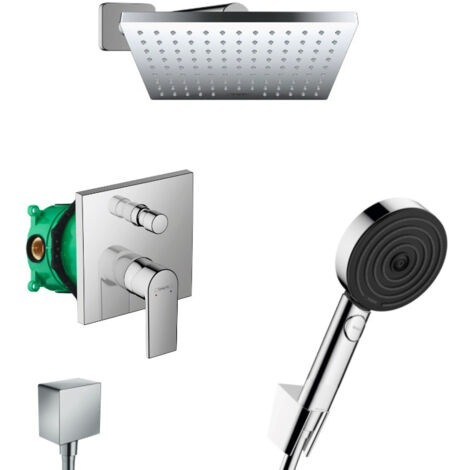 Hansgrohe Vernis Shape Pulsify Set de douche encastré tout en 1 avec douche de tête 230 XXL + Douchette 3 jets Performance