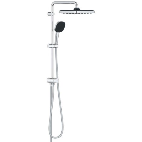 Grohe – Colonne de douche thermostatique 26698001 – Douche de tête 250mm avec 2 jets – Inverseur mural – Flexible 1500mm – Finition chromée