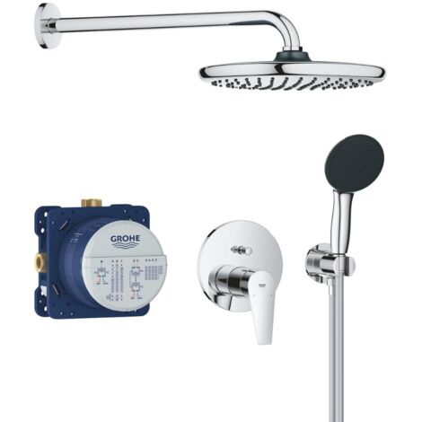 Grohe – Colonne de douche encastrée 25293000 – Mitigeur monocommande – Douche de tête 250mm et douchette 110mm – Finition chrome moderne - G25293000