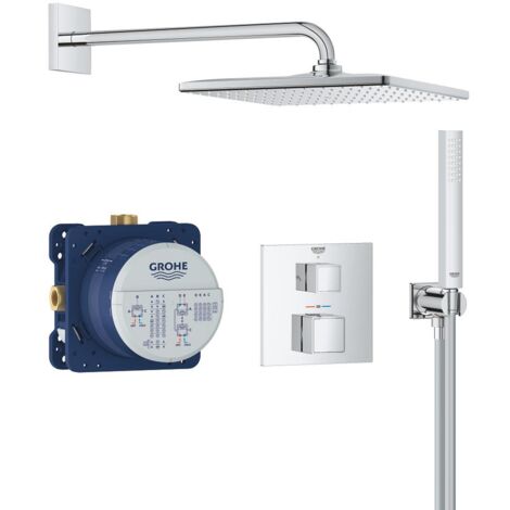Grohe – Set de douche encastré avec thermostat – Douche de tête 310mm – Finition chrome – Débit 8 l/min – 34879000