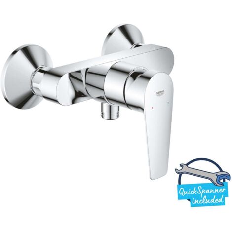 Grohe – Mitigeur de douche chromé avec levier métallique – Cartouche céramique 35 mm – Limiteur de température et de débit – 24197001