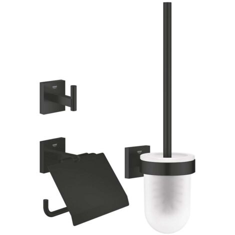 Grohe QuickFix Start Cube - Set d'accessoires de toilette 3 en 1, noir mat 411232430 (1/2)