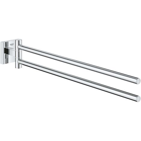 Grohe – Porte-serviettes double 44 cm – Fixations cachées – Métal chromé durable – 2 bras pivotants – Finition Longue Durée – 40976000 (1/5)
