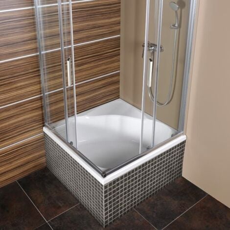 Polysan Carmen 90x90 cm baignoire d'angle gain de place 95 L en acrylique, avec pieds, orientation droite, blanc (29611-SET)