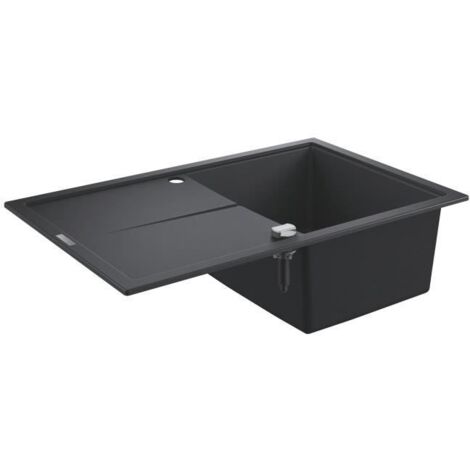 Grohe – Evier composite 1 bac avec égouttoir 780 x 500 mm – Noir granite – Installation rapide – Vidage automatique inclus (1/5)