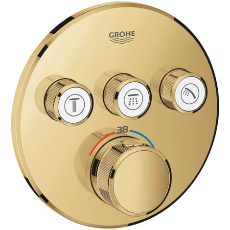 Mitigeur de douche thermostatique encastré 3 sorties – GROHE SmartControl avec bouton poussoir – Débit 23 l/min – Finition StarLight