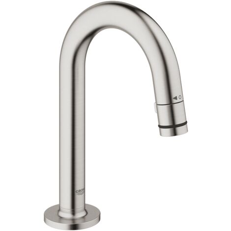 Grohe – Mitigeur de lavabo monofluide inox – Bec C avec mousseur – Tête céramique – Débit 5l/min à 3 bars – Saillie 113mm – Économie d'eau (1/5)