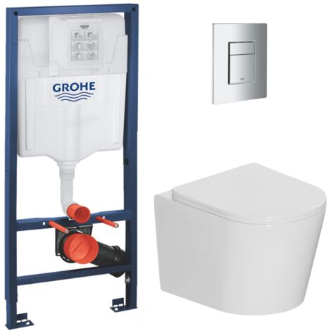 Grohe – Pack WC bâti-support Rapid SL – WC suspendu sans bride 53,5 cm – Abattant SoftClose – Plaque chrome – SKU RAPIDSLCETOR (1/5)