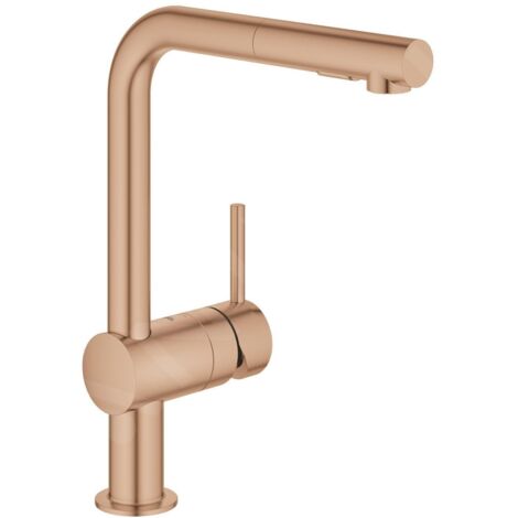 Grohe – Mitigeur évier monocommande bec L extractible – Finition warm sunset brossé – Cartouche céramique – 30274DL0