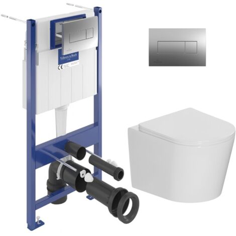 Villeroy & Boch – Pack WC suspendu sans bride Ceramia – Abattant SoftClose – Bâti-support ViConnect Pro S 109,5 cm – SKU VCNCETOR2CH