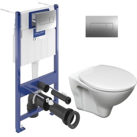 ViConnect Pro S Pack WC bâti-support Villeroy & Boch + WC suspendu Jika Neo + abattant Livea + plaque (VCNSLPRO2CH) (1/5)