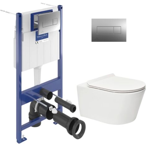 ViConnect Pro S Pack WC bâti Villeroy & Boch + WC Swiss Aqua Technologies + abattant SoftClose + plaque (VICONBREVIS-2CH)