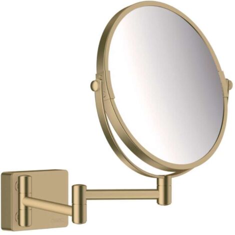 Hansgrohe – Miroir de rasage grossissant 1×/3× – Montage mural avec fixation dissimulée – Diamètre 188 mm – Métal bronze brossé – 41791140 (1/3)