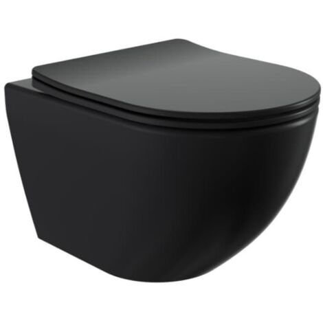 Swiss Aqua Technologies Fusion WC suspendu avec abattant SoftClose et fixations invisibles, rinçage Vortex, noir mat (SATFUS010RTORPBKM)