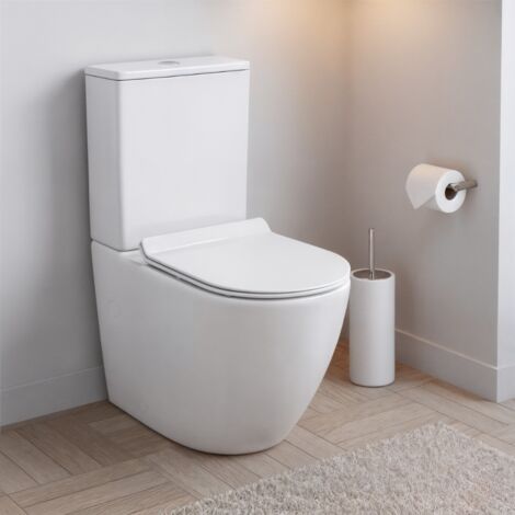 Ceramia WC à poser sans bride en céramique + abattant SoftClose + réservoir de chasse, alimentation par le bas, blanc (CEPX030RREXVPBI)