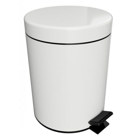 Poubelle de douche à soft close WHITE en laiton blanc / 5L (1/4)