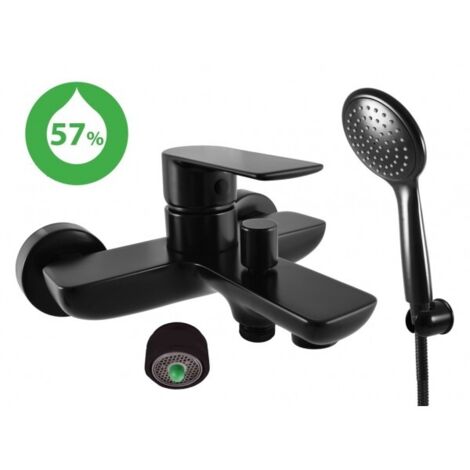 Mitigeur salle de bain RAV SLEZÁK Vltava avec garniture de douche 150 mm noir VTE454.5/1CMAT (1/5)