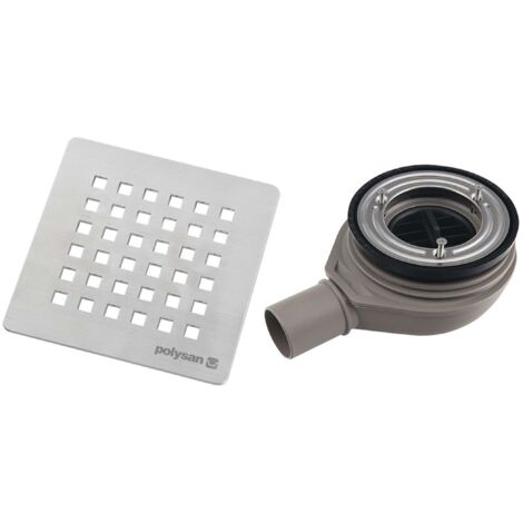 Siphon douche à l'italienne 90 mm DN40 avec cache-bonde en inox – Débit 30 l/min – Système d’évacuation nettoyable par le haut – 17731 – Polysan
