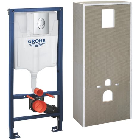 GROHE Pack bâti-support WC Solido Rapid SL avec habillage prêt à carreler et plaque de commande Start