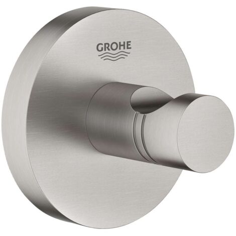 GROHE START QUICKFIX 41173DC0 CROCHET POUR PEIGNOIR EN MÉTAL AVEC FIXATION DISSIMULÉE, VIS ET CHEVILLES, COLLE RAPIDE EXTRA FACI