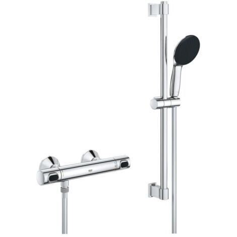 Grohe – Mitigeur thermostatique de douche chrome – Douchette Vitalio Start 110 – Barre de douche 60 cm – Flexible 1,5 m – 34800001
