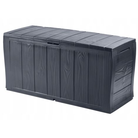 Keter – Coffre de jardin en résine effet bois graphite 270L – Dimensions 117x45x57,5 cm – Charge max 200 kg – Système de ventilation intégré - K215093