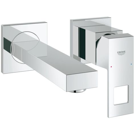 Grohe – Mitigeur de lavabo monocommande 2 trous 19895000 – Hauteur 171 mm – Entraxe 110 mm – Inox – Rosace métal – Levier métallique (1/10)
