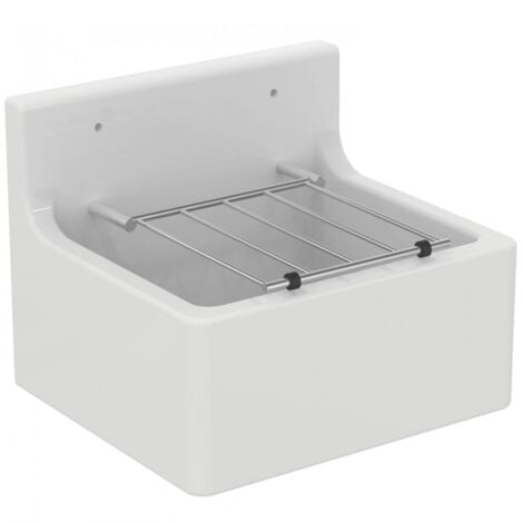 Porcher Poste d'eau 46 x 38 cm avec grille porte seau, blanc (S593901)