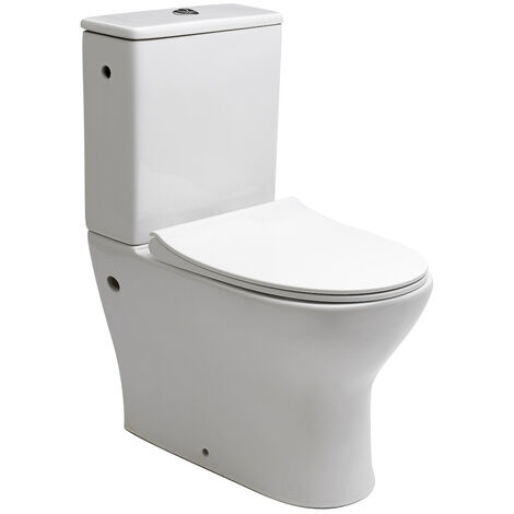 Siko – WC à poser sans bride EUR990 – Cuvette rimless avec abattant slim softclose – Remplissage latéral – Dimensions 81x37,5cm