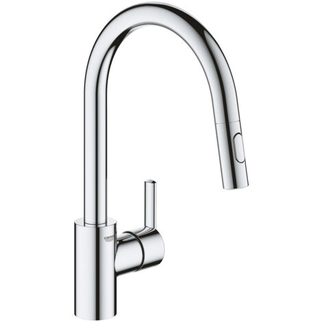 Grohe – Mitigeur de cuisine monocommande haut – Douchette extractible 2 jets – Bec tube pivotant 360° – Finition chrome durable
