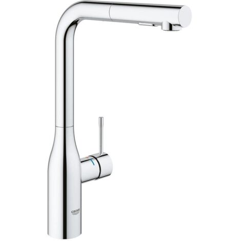 Grohe – Mitigeur d’évier avec douchette extractible – Bec haut – Montage monotrou – Finition chromée – Cartouche céramique 28 mm – 30270000