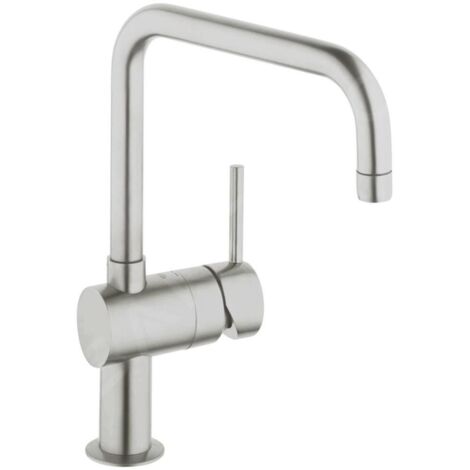 Grohe – Mitigeur de cuisine monocommandé avec bec en U haut – Finition chrome éclatant – Acier inoxydable SuperSteel – Débit 11,5 l/min – 32488DC0