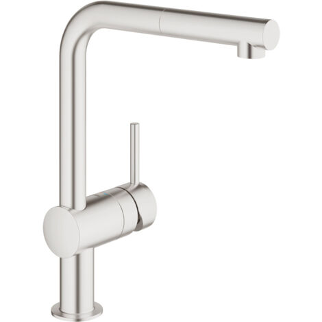 GROHE Mitigeur Minta avec rotation 360° et douchette Supersteel