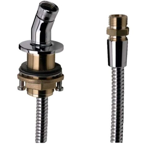 Porte-douche à rebord de baignoire – Flexible métallique 2m inclus – Compatible douchettes Hansgrohe – 28307000