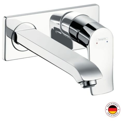 Metris - Mitigeur lavabo encastré mural, Bec long 225mm, Chrome (31086000) (1/5)