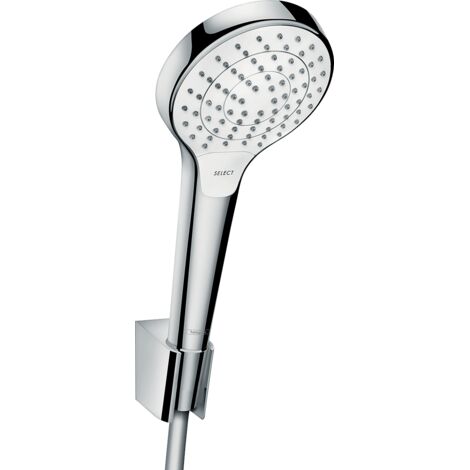 Hansgrohe – Douchette Croma Select S Vario – Pommeau de douche 110 mm – 3 types de jet : Rain, IntenseRain, Turbo Rain – Flexible 1,60 m (1/10)