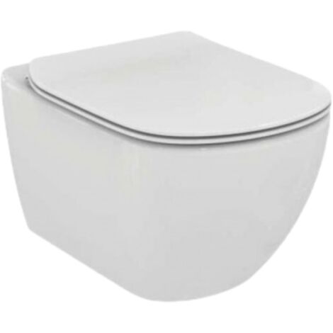 Pack WC Bati-support Geberit Duofix + Cuvette Ideal Standard Tesi Aquablade + Plaque blanche (TesiGeb3)