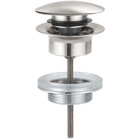 Bonde de lavabo supersteel avec fermeture à clic – Bouchon amovible – Finition GROHE StarLight – Pour lavabo avec trop-plein - 65807DC0