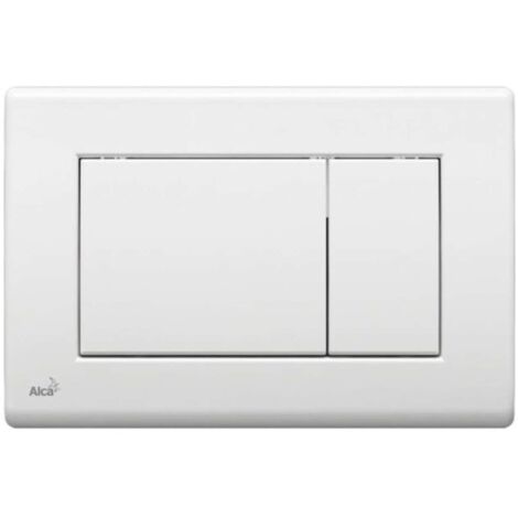 Alca – Plaque de commande WC en plastique blanc brillant – Mécanisme double action – Compatible tous systèmes encastrés – M270 (1/3)