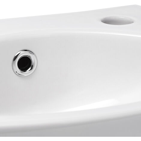 Siko Lave-mains avec trou pour robinetterie sur la droite, trop plein, 35x28 cm, Blanc (EUR913)