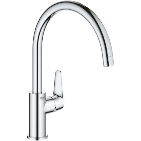 Mitigeur d'évier haut 360° avec mousseur – Finition chromée Grohe StarLight – Cartouche céramique Longlife 28mm – Installation rapide QuickFix