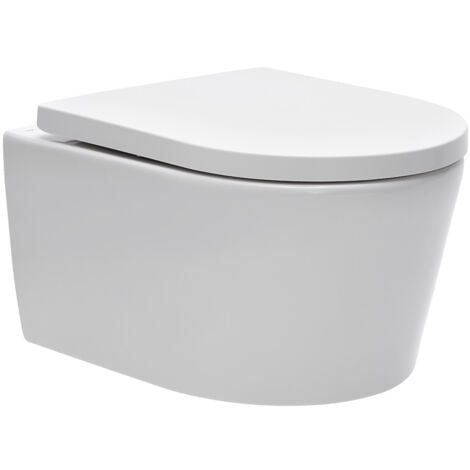 Pack WC Bati-support Geberit + WC Swiss Aqua Technologies sans bride + Plaque blanche + Set habillage (SATrimlessGeb1-sabo)
