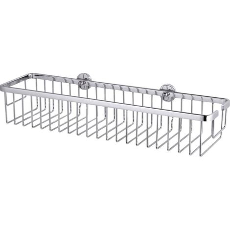 Aluxx Panier de bain/douche en aluminium chromé inoxydable 45x12,5 cm, Pose facile sans perçage (40206-00000-00) (1/10)