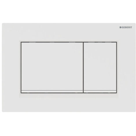 Plaque de commande WC pour rinçage double chasse – Finition blanc mat laqué – Dimensions 246x164x12mm – Compatible Geberit Sigma - Sigma30